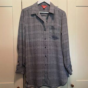 Black & White Plaid Long Sleeve Joe Fresh Blouse Size M